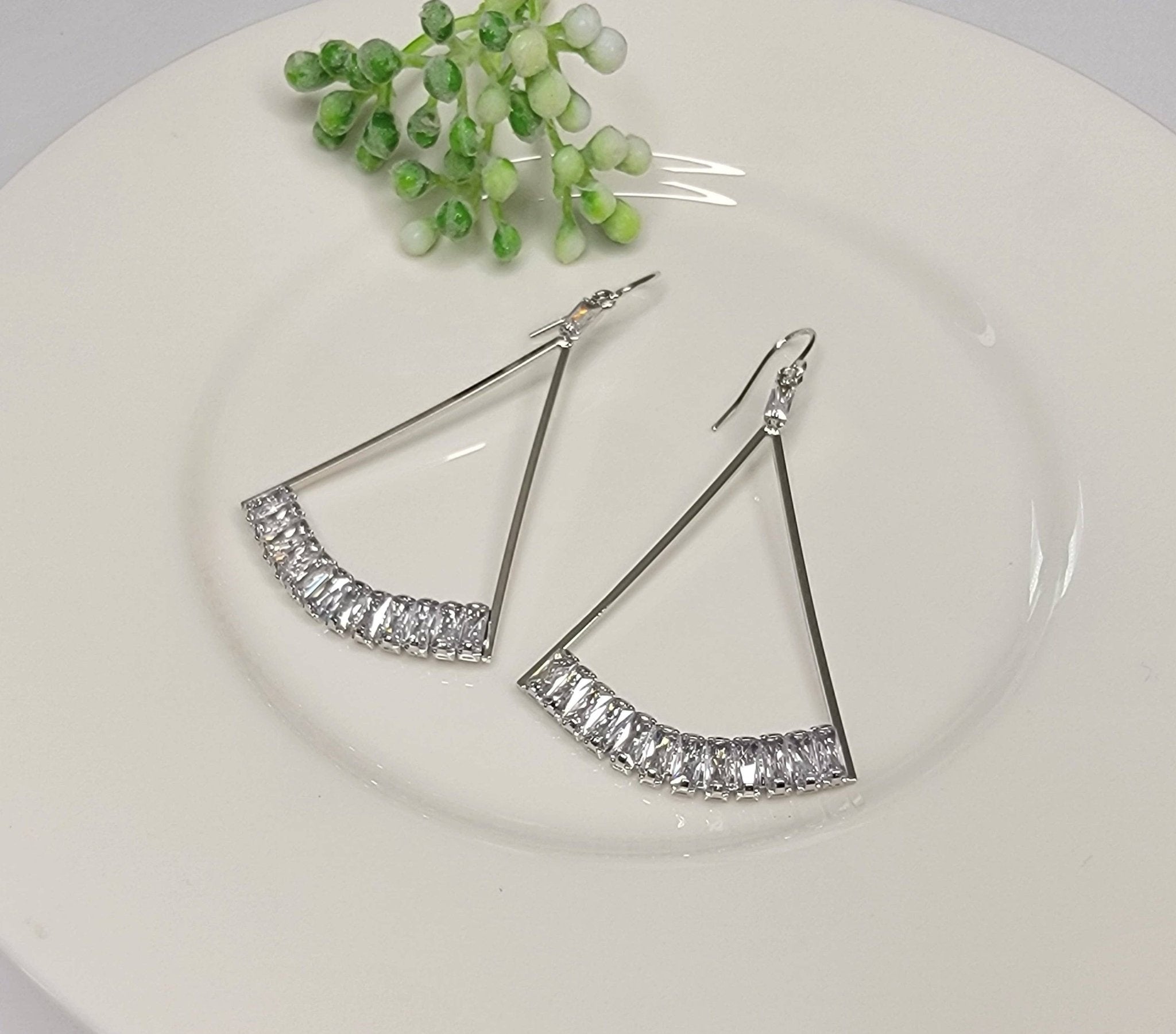 Cz Dangle Earrings - Brass Hook - HER Home Design Boutique